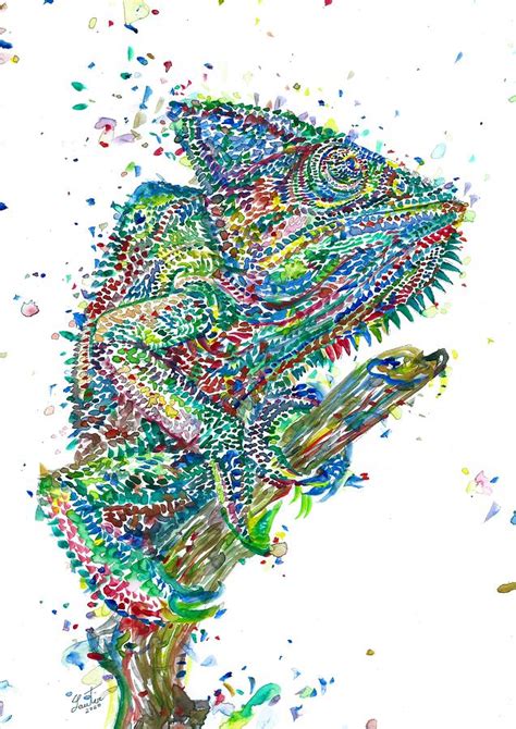 CHAMELEON - watercolor painting Painting by Fabrizio Cassetta - Pixels