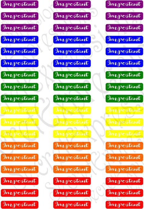 Important Printable Planner Stickers Important Rainbow Colors - Etsy