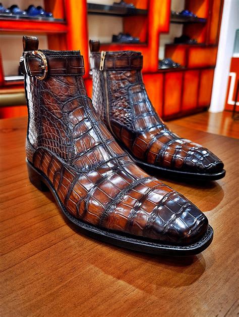 Men’s Handcrafted Genuine Alligator Leather Boots | Alligator boots, Leather boots, Boots