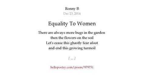 Equality To Women by Ronny B - Hello Poetry