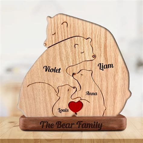 Wooden Lovely Bear Family Puzzle Wooden Bears Carvings Handcrafted With ...