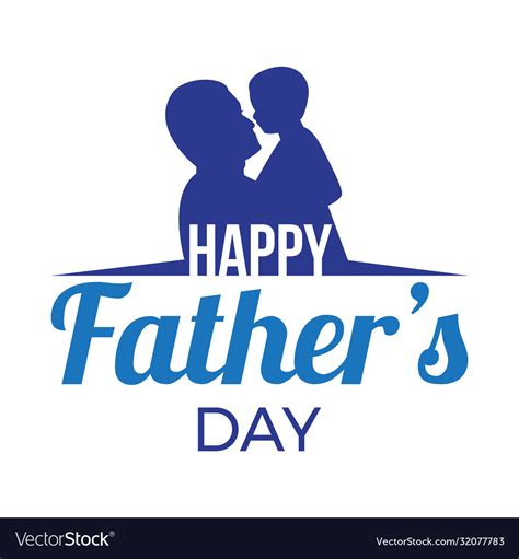 Happy fathers day with father and son silhouette Vector Image