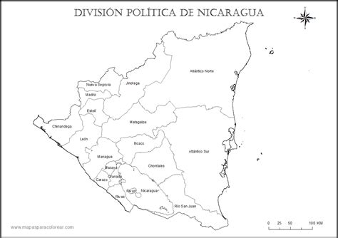 Mapas de Nicaragua para colorear