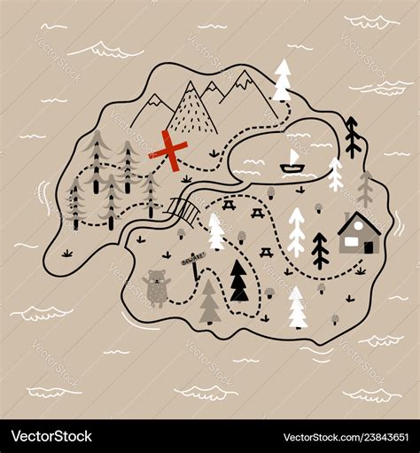 Doodle island map Royalty Free Vector Image - VectorStock