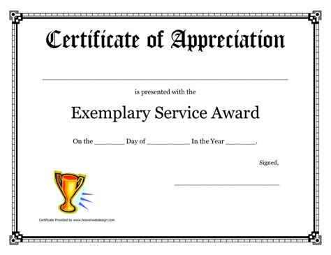 Exemplary Service Award Certificate Template - Fill Out, Sign Online and Download PDF ...