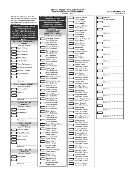 Blount County Sample Ballot | PDF | Nikki Haley | American Political People