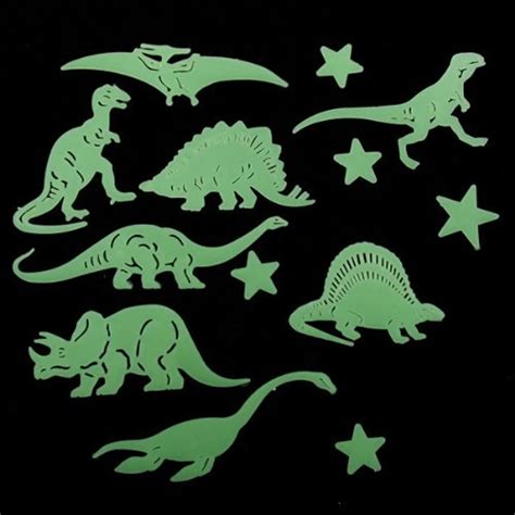 NEW 13 Pcs Plastic Glow In The Dark Star Dinosaur Fluorescent Stickers-in Wall Stickers from ...