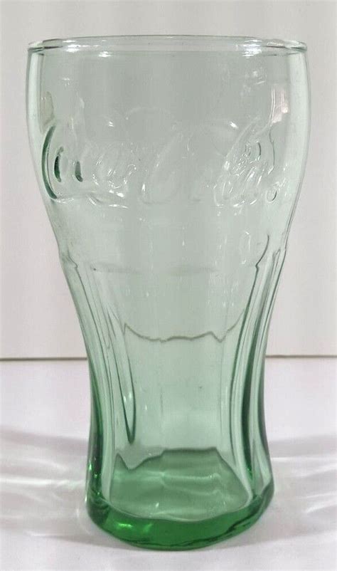 COCA-COLA COKE GLASS Genuine Green Large 6" Tall Glasses Cup Vintage 17 OZ - Glasses