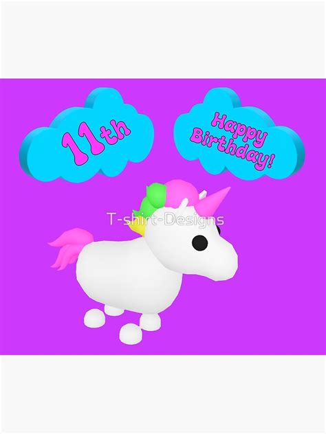 "Happy 11th Birthday Roblox Adopt Me Unicorn" Photographic Print by T-shirt-Designs | Redbubble