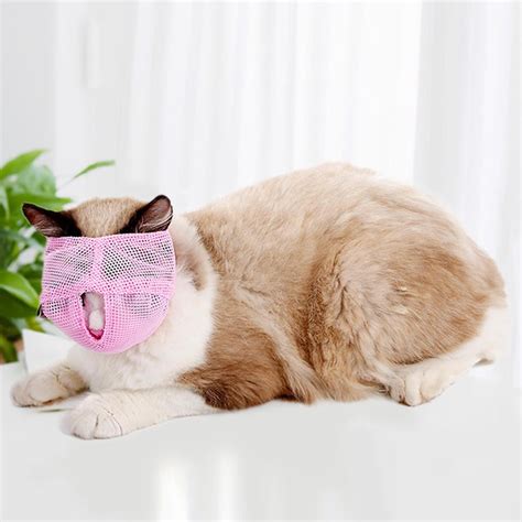 FAGINEY Breathable Pet Cat Mesh Muzzle Mouth Mask Face Cover Anti ...