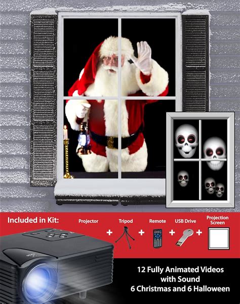 Virtual Holiday Projector Kit, Christmas Santa Claus Halloween Window ...