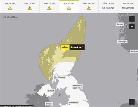 New Yellow Weather Warning Peterhead for 5 Days