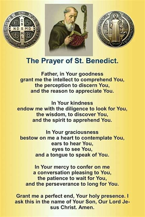 Prayer of St. Benedict. | Catholic saints prayers, Catholic prayers ...