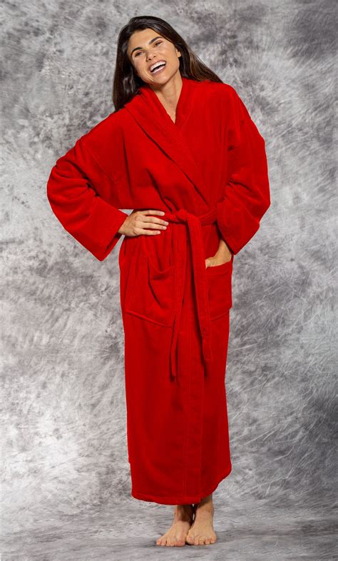 Women's :: Cotton Robes :: 100% Turkish Cotton Red Hooded Terry / Velour Bathrobe - Wholesale ...