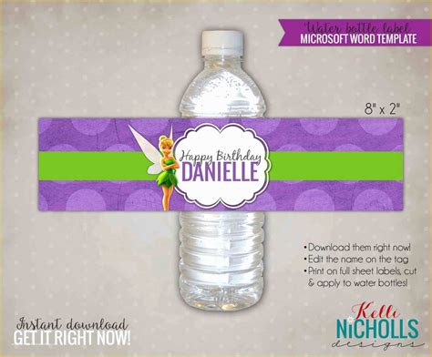 Free Water Bottle Label Template Of Tinkerbell Water Bottle Label Template by ...