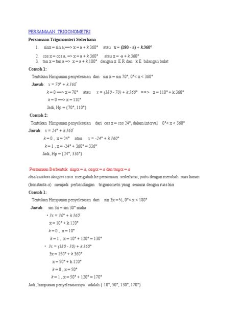 PERSAMAAN Trigonometri | PDF