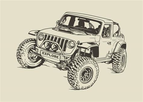 Jeep Drawing Vector Art, Icons, and Graphics for Free Download