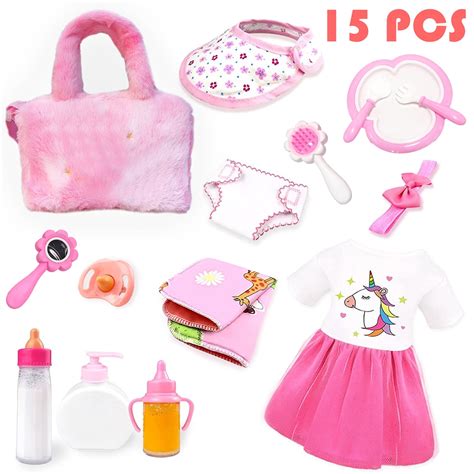 Sytyle-Carry 15Pcs Baby Doll Kit, Feeding & Caring Set, Pretend Play ...