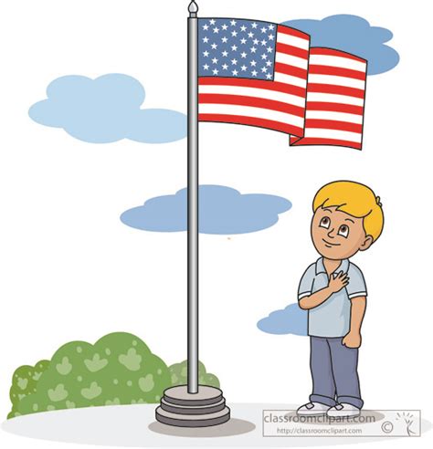 Patriotic : student-hand-over-heart-pledge-allegiance : Classroom Clipart