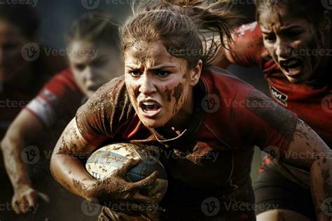 Female rugby players competing on the rugby field 29883571 Stock Photo ...