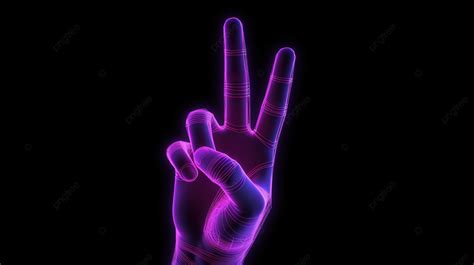 Person Gives A Purple Hand Sign Background, 3d Rendering Hand Peace ...