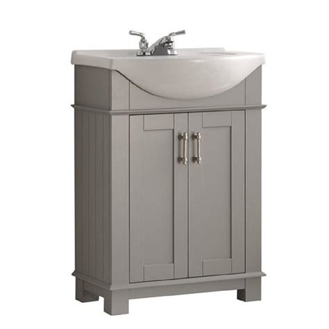 Fresca Hudson 24 in. W Traditional Bathroom Vanity in Gray with Ceramic Vanity Top in White with ...