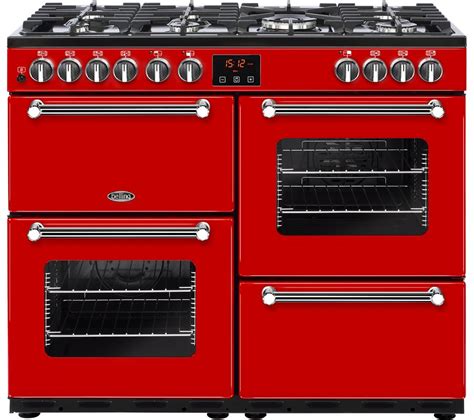 Buy BELLING Bel Kensington 100 DFT 100 cm Dual Fuel Range Cooker - Red & Chrome | Free Delivery ...