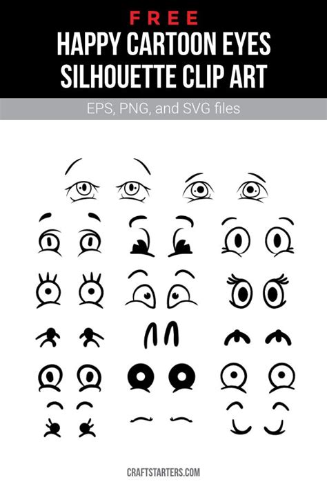 Free Happy Cartoon Eyes Silhouette Clip Art | Silhouette clip art ...