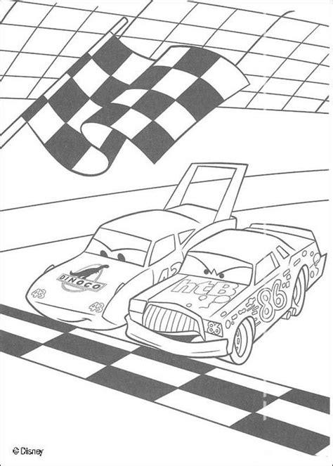 Racing between chick hicks and the king coloring pages - Hellokids.com