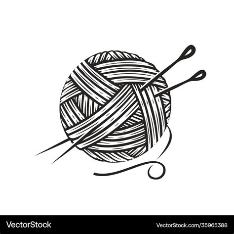 Skein wool yarn with needles knitting Royalty Free Vector