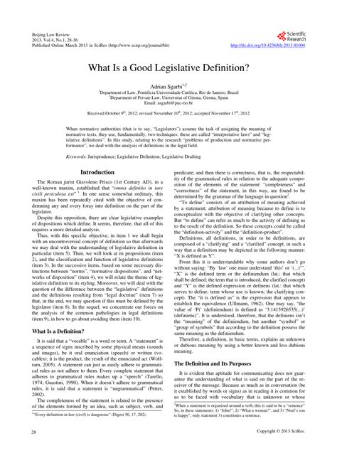 (PDF) What Is a Good Legislative Definition?