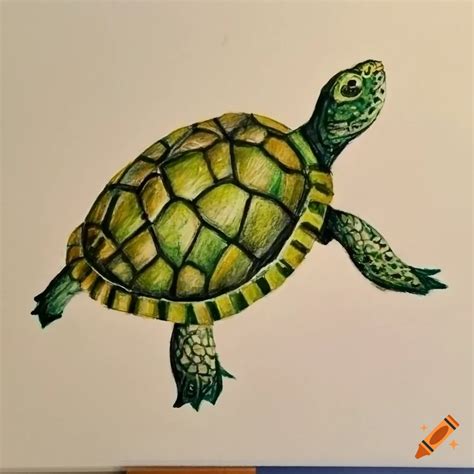 Color pencil drawing of a turtle on Craiyon