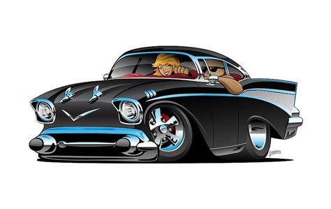 57 Classic Car Cartoon Drawing by Jeff Hobrath - Fine Art America