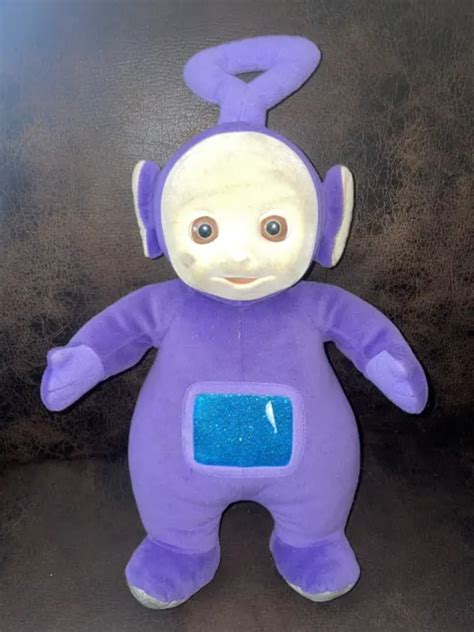 TELETUBBIES EDEN PURPLE Tinky Winky Flocked Face Blue Belly Stuffed Plush Toy 9” $15.00 - PicClick