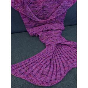 Purple Comfortable Multicolor Knitted Throw Mermaid Tail Design Blanket For Adult | RoseGal.com