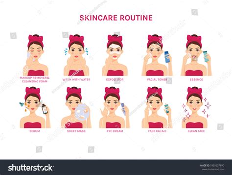 Skin Care Routine Set Isolated Beautiful Stock Vector (Royalty Free) 1929237890 | Shutterstock