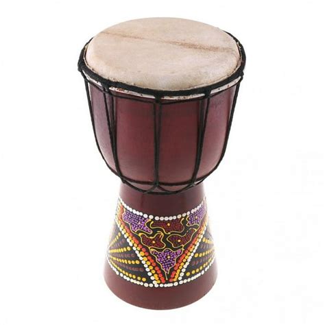 6in African Djembe Drum Hand-Carved Solid-Wood Goat-Skin Traditional ...