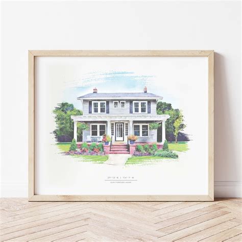 Custom House Portrait Housewarming Gift First Home Gift Home Illustration Watercolor Home ...