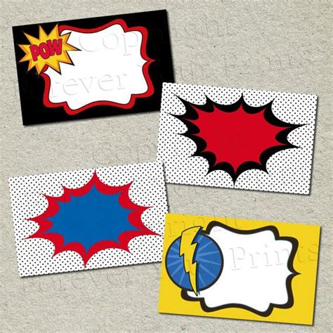 place card | Superhero labels, Superhero theme, Superhero party