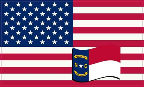 5in x 3in America and North Carolina Flag Sticker Vinyl State Decal ...