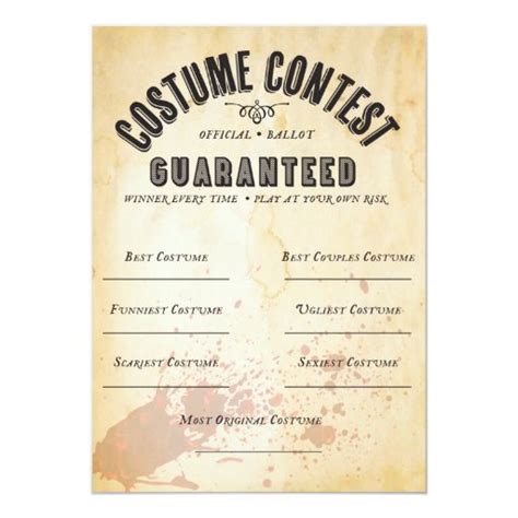 HALLOWEEN COSTUME CONTEST OFFICIAL BALLOT CARD | Zazzle