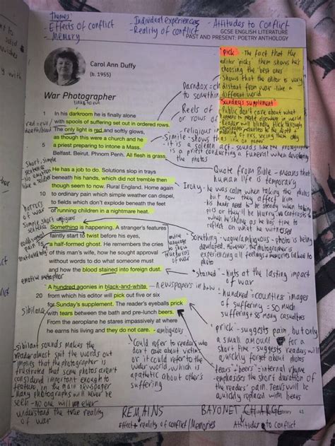 war photographer annotations not mine i knicked them off twitter lmfaoooo in 2021 | Gcse poems ...