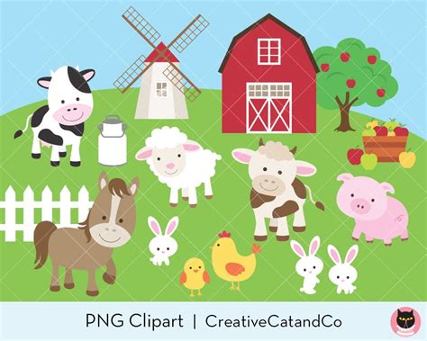 Farm Animal Clipart Clip Art Cute Farm Animal Clipart Farm Etsy | Porn Sex Picture