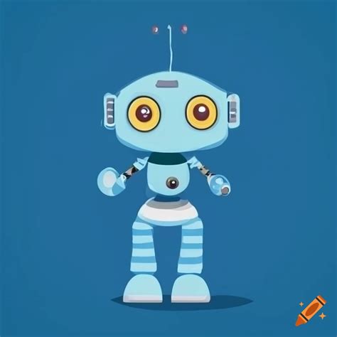 Minimalist illustration of a cute robot on blue background on Craiyon