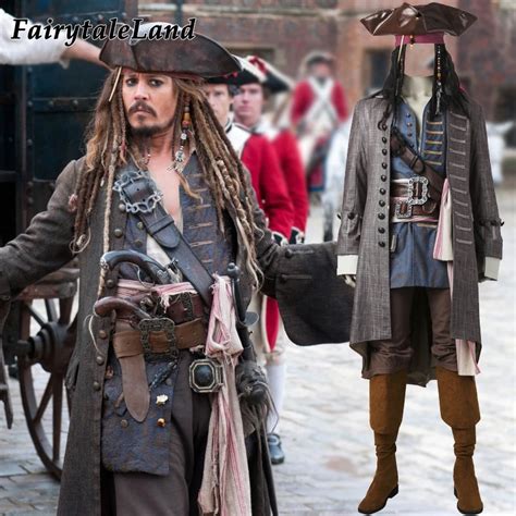 Pirates of the Caribbean Captain Jack Sparrow cosplay costume Halloween costumes for adult men ...