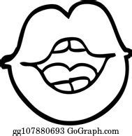 730 Black And White Cartoon Red Lips Clip Art | Royalty Free - GoGraph