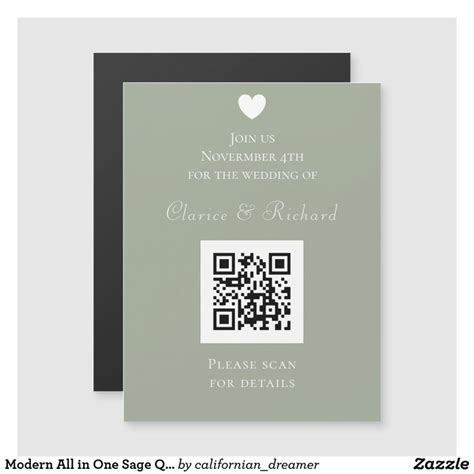 Modern All in One Sage QR Code Wedding Invitation | Zazzle | Magnet wedding invitations, Wedding ...