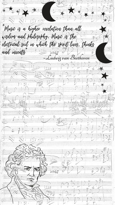 Black and white Beethoven wallpaper, stars, moon, manuscript Aesthetic Backgrounds, Aesthetic ...
