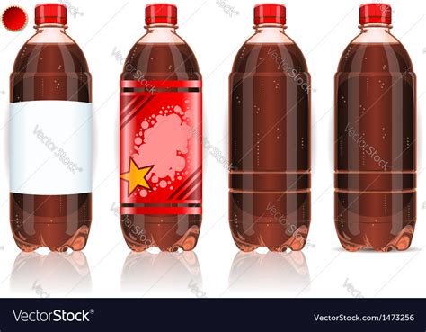 Four plastic bottles of cola with labels Vector Image