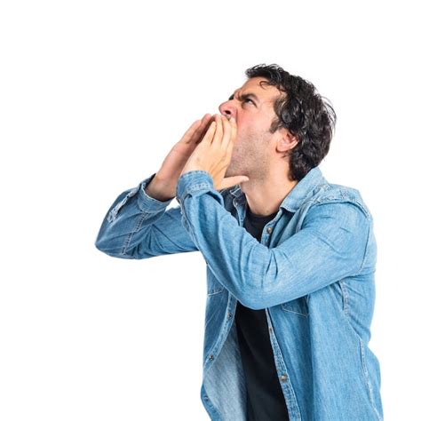 Free Photo | Man shouting over isolated white background